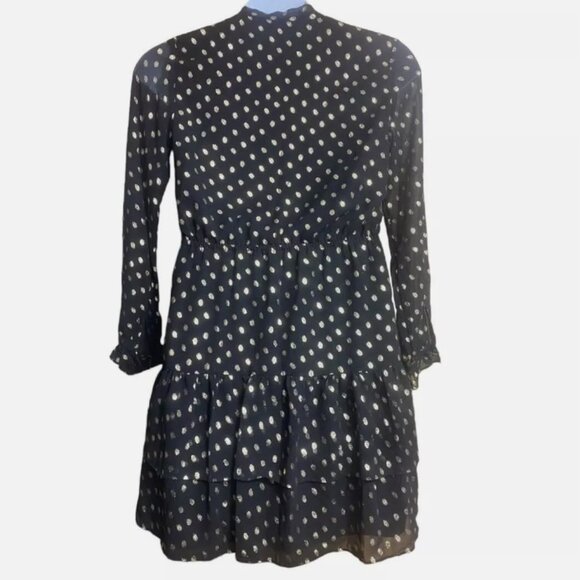Nanette Lepore Long Sleeve Dress - Black with Gold Dots - Picture 2 of 10